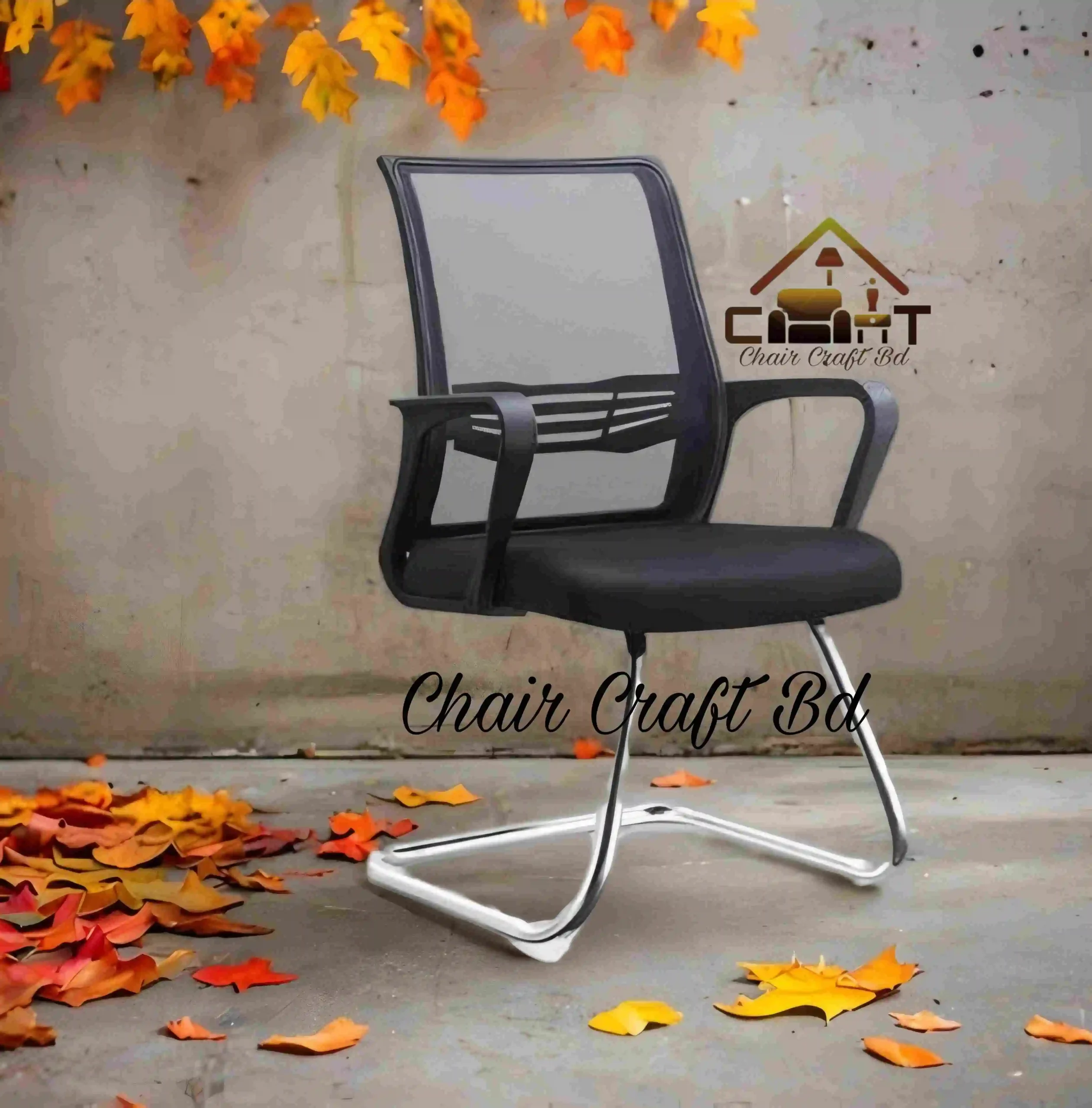 37K model Fixed Visitor chair Full Black mesh CFT-VC-09